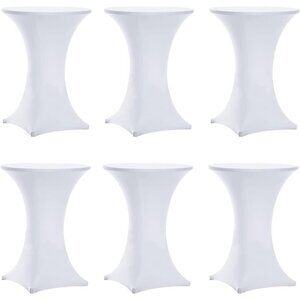 Fitted 6-Piece White Cocktail Table Covers 32x43 - Wrinkle Resistant & Durable